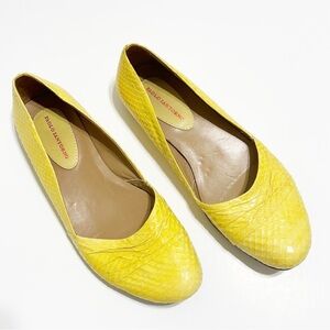 Paolo Lantorno Woman Yellow Snake Design Arlene Flats Size 7